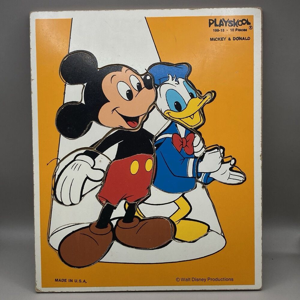 Playskool Wooden Mickey & Donald Puzzle, 10 Pieces,  Walt Disney Productions USA